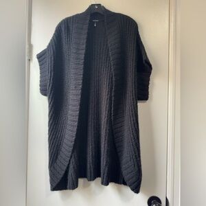 MAC & JAC! SOFT, PUFFY, MARLED GRAY OPEN CARDI VEST STYLE SWEATER! SZ L